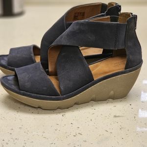 Navy Clark Wedge Sandals 8.5